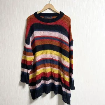 ZARA 자라 이탈리아제 모헤어 멀티 컬러 보더 니트