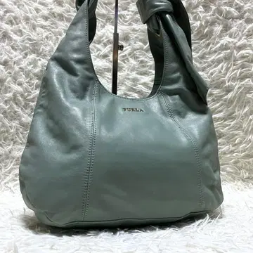 FURLA 호보백 원 숄더백 리본 가죽 블루 그레이