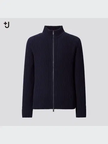 UNIQLO +J 미들 게이지 리브 풀 집업 스웨터