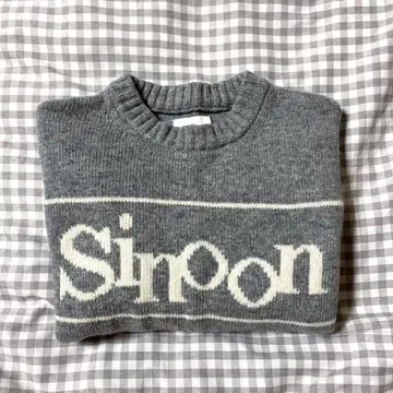 sinoon 로고 니트 그레이