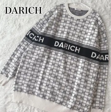 Darich 로고 자카드 오버 사이즈 니트 스웨터 화이트 FREE