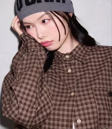 MARY QUANT PUBLUX 체크 무늬 긴팔 셔츠