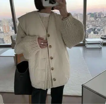 SeaRoomlynn 더블 퀼팅 베스트 아이보리
