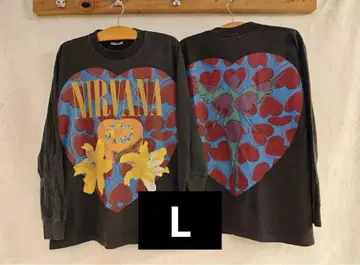 L NIRVANA 하트형 긴팔 티셔츠