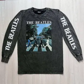 THE BEATLES 애비 로드 긴팔 티셔츠 피그먼트 가공 구제 의류풍