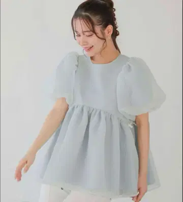 핏모어 fitmore 크링클 시어 오간자 페플럼 상의