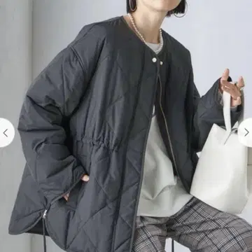 택 포함 새상품! SHIPS 오버 사이즈 퀼팅 사이드 지퍼 블루종 블랙