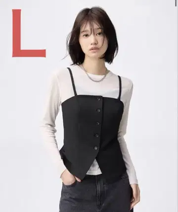 GU 프론트 버튼 뷔스티에 블랙 사이즈 L