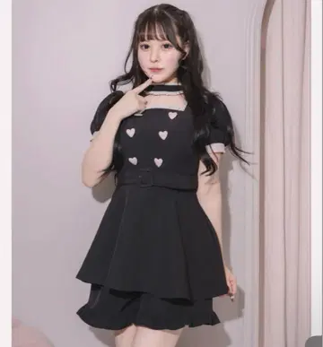 pium 피움 초커 프릴 하트 버튼 셋업