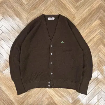 60s 70s IZOD LACOSTE 브라운 아크릴 가디건 usa 제