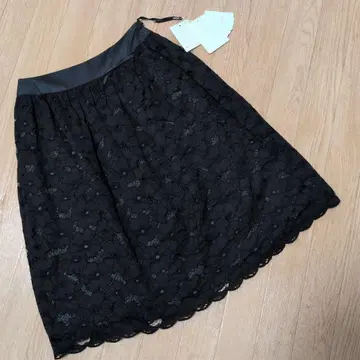 엠즈그레이시 블랙 레이스 무릎 기장 스커트 38