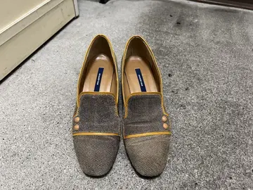 madras 펌프스 베이지 메쉬 버튼 포함