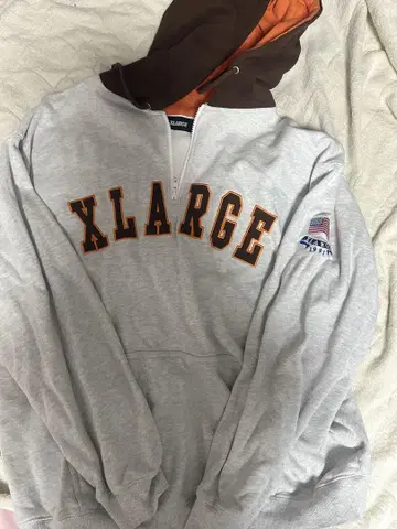 XLARGE 집업 후드티 그레이/브라운