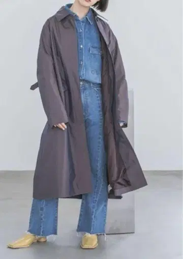 지나시스 샴브레이 스텐 롱 코트