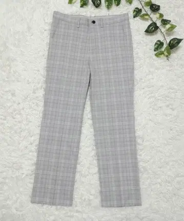 BEAMS 남성용 스트레치 체크 팬츠 슬랙스 L 그레이