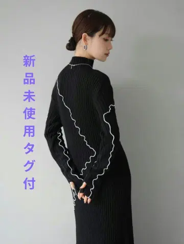 SALE 배색 메로우 니트 원피스 블랙 뤼미에 lumier