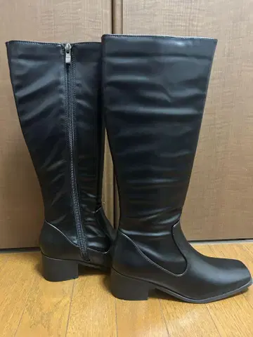 블랙 롱 부츠 사이드 지퍼