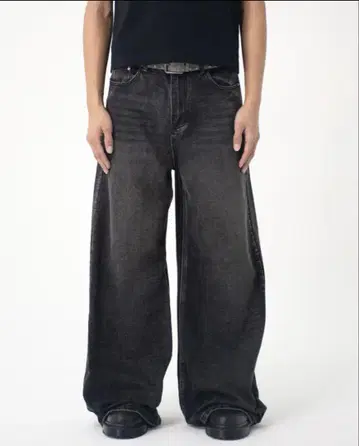 Asapmode Creased Washed Wide Denim Pants