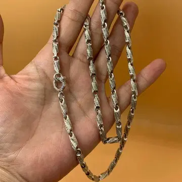 미사용 새상품 925 은 남성용 목걸이 조각 체인 60cm