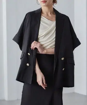 RANAN 테일러드 자켓 반팔 블랙