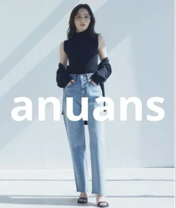 새상품급 anuans 가공 데님 팬츠 1 라이트 블루 여성용