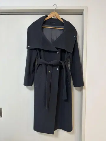 B7 다크 그레이 벨트 롱 코트 38