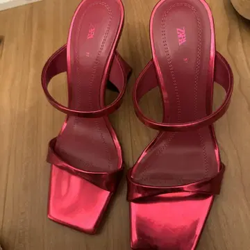 ZARA 핑크 힐 샌들 37