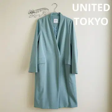 UNITED TOKYO 노카라 롱 코트 스카이블루