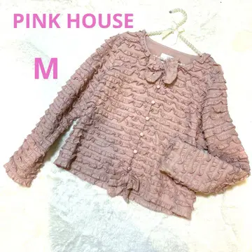 PINK HOUSE 핑크하우스 노카라 자켓 총 프릴 리본 M