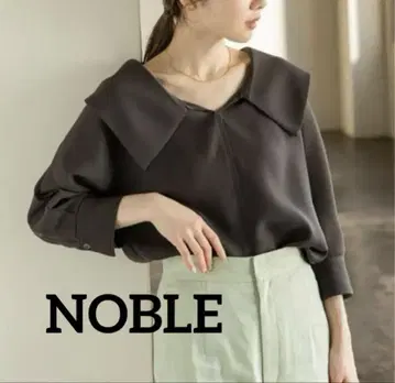 새상품급 NOBLE 노블 스무디 새틴 빅 칼라 블라우스