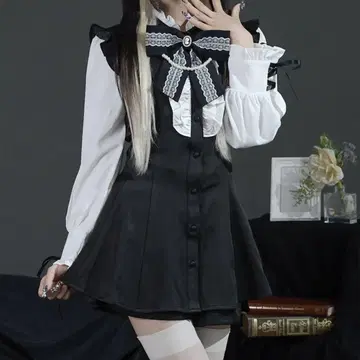 Pal elfy 모듬 프릴 콤비네존 블랙
