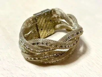 [ 새상품급 ] 골드 메쉬 크리스탈 팔찌 마그넷식 뜨개질