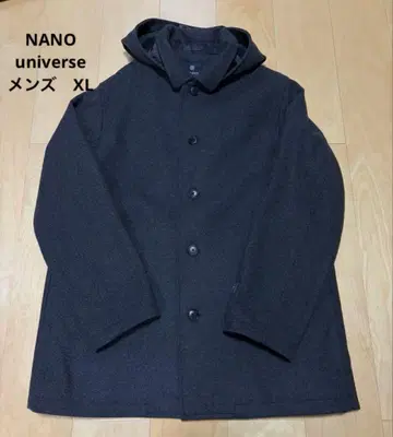 NANO universe 나노 유니버스 후드 부착 울 코트 남성용 XL