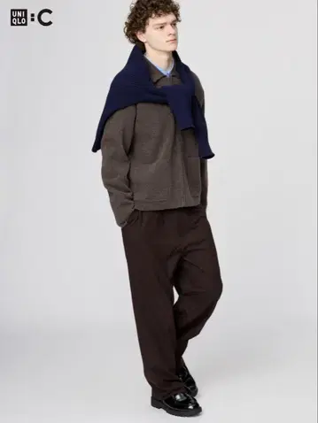 UNIQLO C 이지 와이드 테이퍼드 팬츠 다크 브라운 S