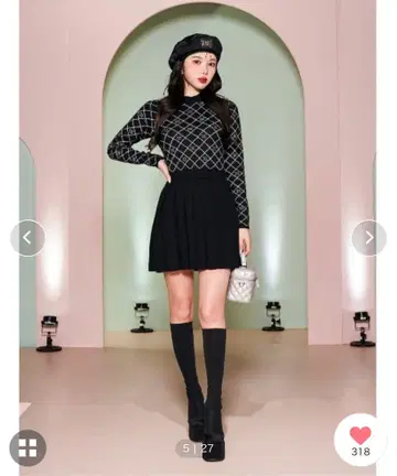 다리치 다이아 로고 니트 미니 원피스