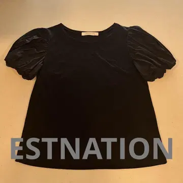 ESTNATION 퍼프 슬리브 T셔츠 블랙