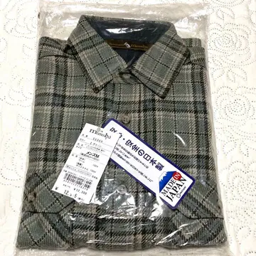 새상품 일본제 울 100% 방한 두꺼운 원단 체크 셔츠 아우터 긴팔 M