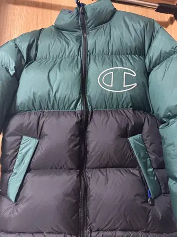 Champion 다운 자켓 그린/블랙