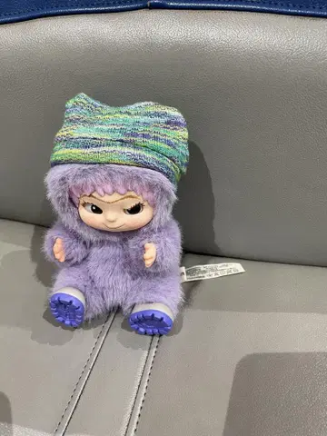 와쿠쿠 보라색 퍼 봉제 인형 모자 포함