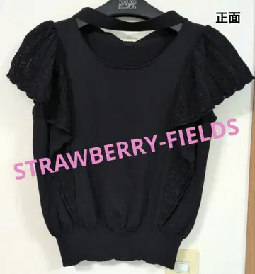 STRAWBERRY-FIELDS 블랙 프릴 디자인 니트탑