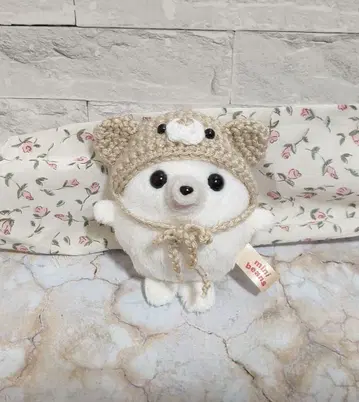 곰돌이 귀 모자 보닛 바부슈카 미니 콩 물범 착용 베이지