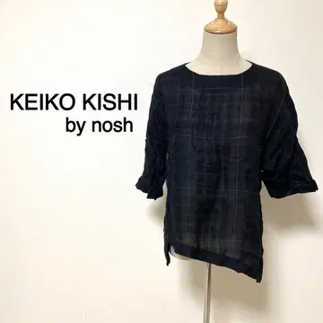 KEIKO KISHI by nosh 체크 무늬 비대칭 블라우스
