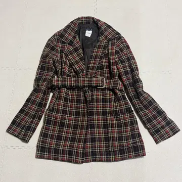 [ 레어 ] Agnes.b 에네스베 체스터 코트 벨트 체크 울