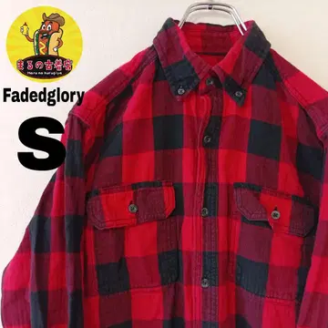 USA 구제 의류 Fadedglory 플란넬 셔츠 S 레드 블랙 체크