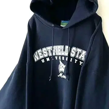 챔피온 WESTFIELD STATE 대학 후드티 2XL 네이비 구제 의류