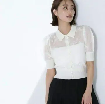 NATURAL BEAUTY BASIC 시어 자카드 폴로 가디건