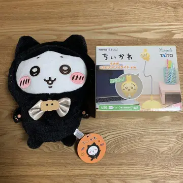 치이카와 (먼작귀) 검은 고양이 봉제 인형과 USB 스탠드 라이트