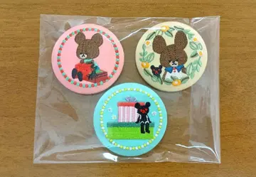 곰돌이 학교 자수 캔뱃지 비스킷 3개 묶음 판매