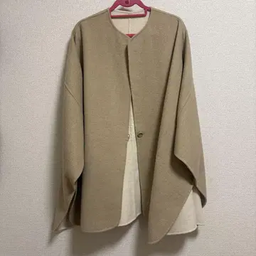 베이지 판초 케이프 코트