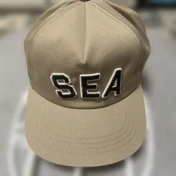 베이지 SEA 자수 야구 모자